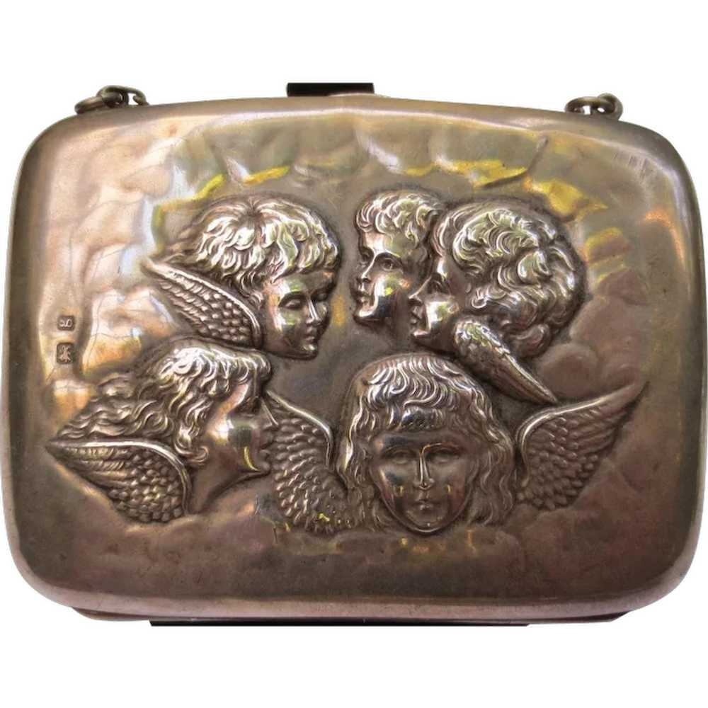 antique cherub angel sterling silver hand purse