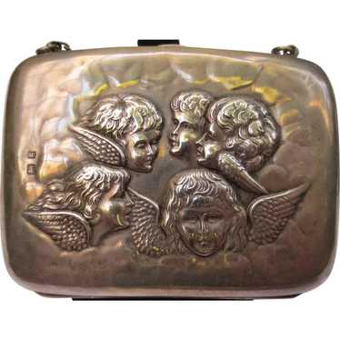 Antique Cherub Angel Sterling Silver Hand Purse