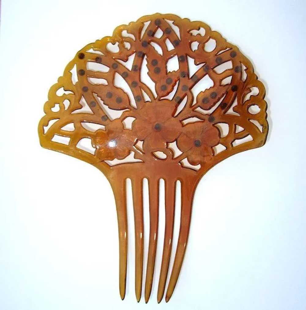 Celluloid Rhinestone Mantilla Hair Comb, Vintage - image 3