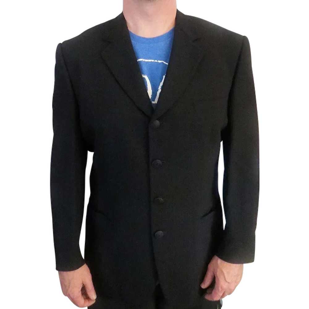 Mens Wool Versace Black Suit Jacket sz 46 - image 1
