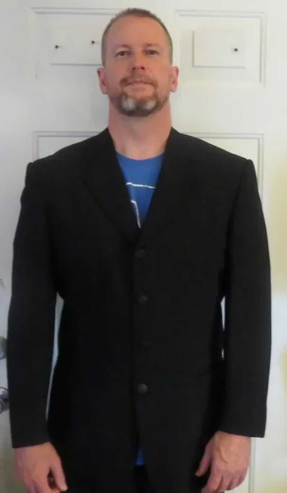 Mens Wool Versace Black Suit Jacket sz 46 - image 3