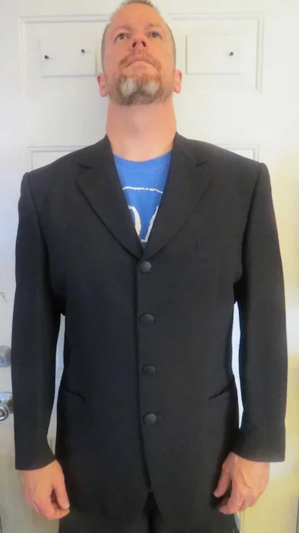 Mens Wool Versace Black Suit Jacket sz 46 - image 6
