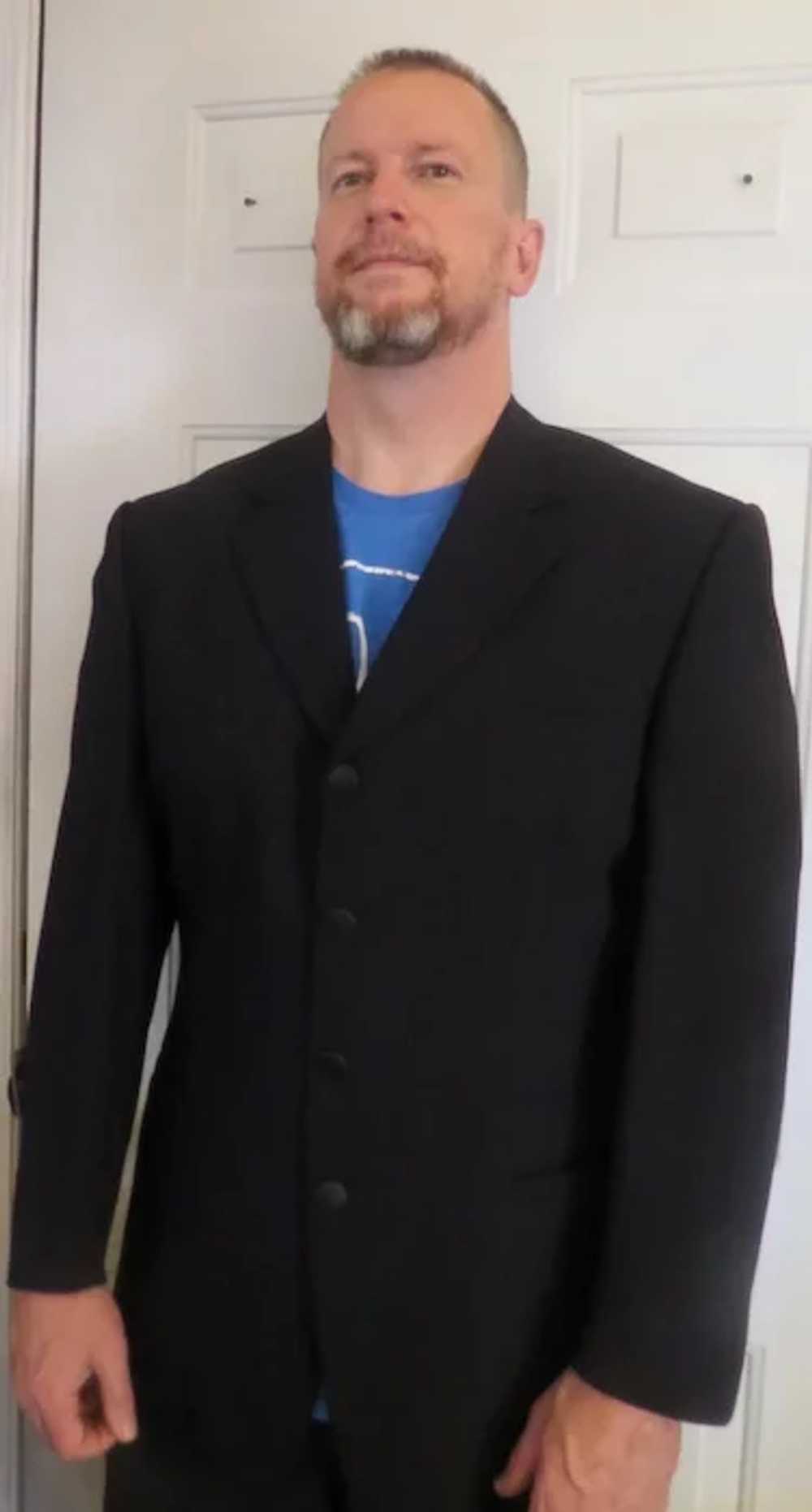 Mens Wool Versace Black Suit Jacket sz 46 - image 9