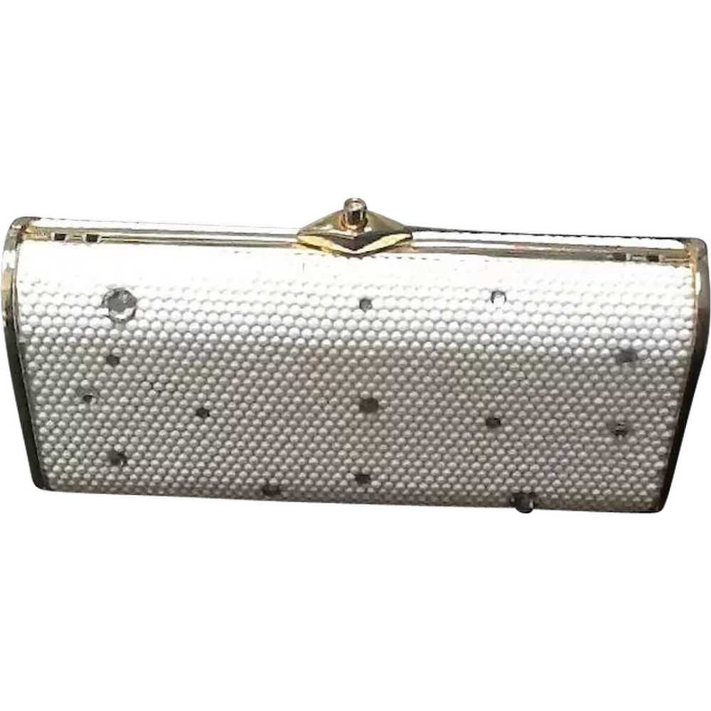 Vintage Judith Leiber White Crystal Minaudiere wi… - image 1