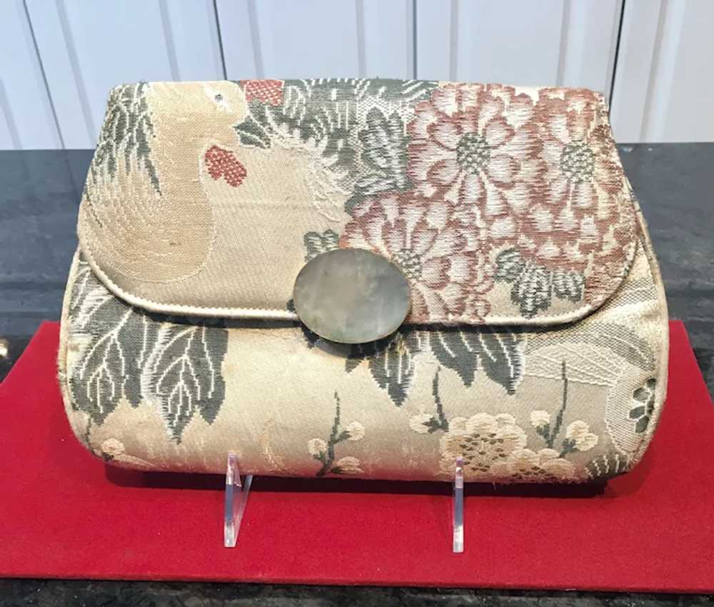 Vintage Gump’s Silk Brocade Kimono Obi Handbag wi… - image 2