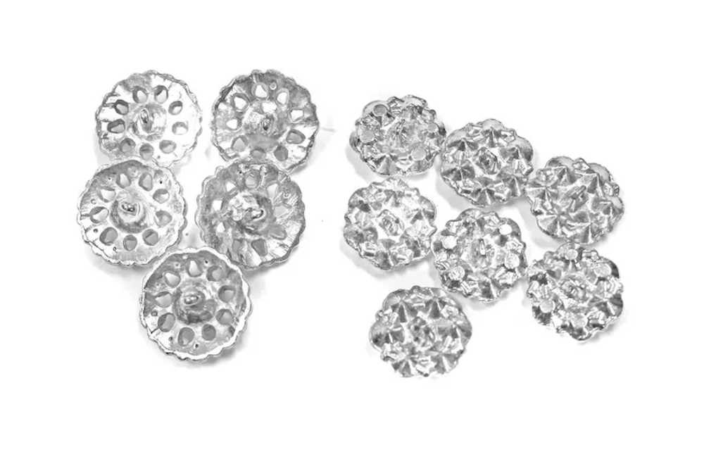 12 Rhinestone Buttons 2 Sizes Bezel Set SPARKLY! … - image 3
