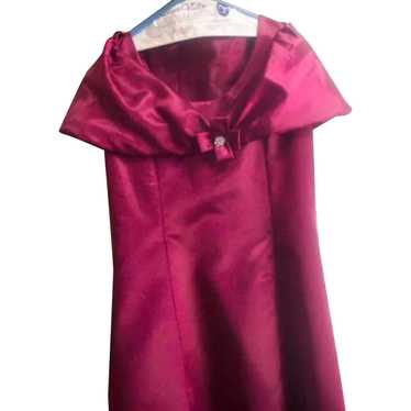 1970s Burgundy Princess Style Gown and Shoulder W… - image 1