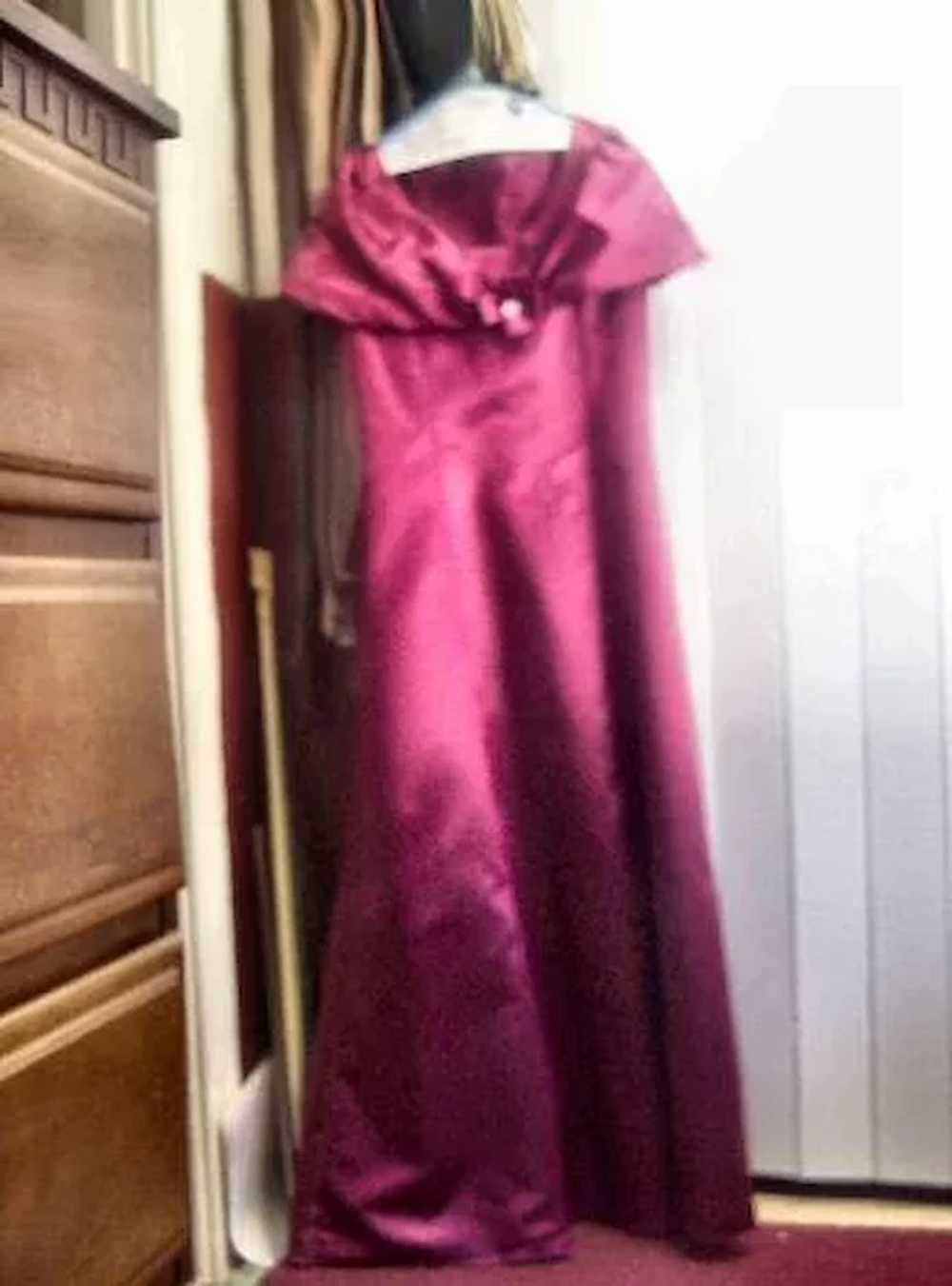 1970s Burgundy Princess Style Gown and Shoulder W… - image 2