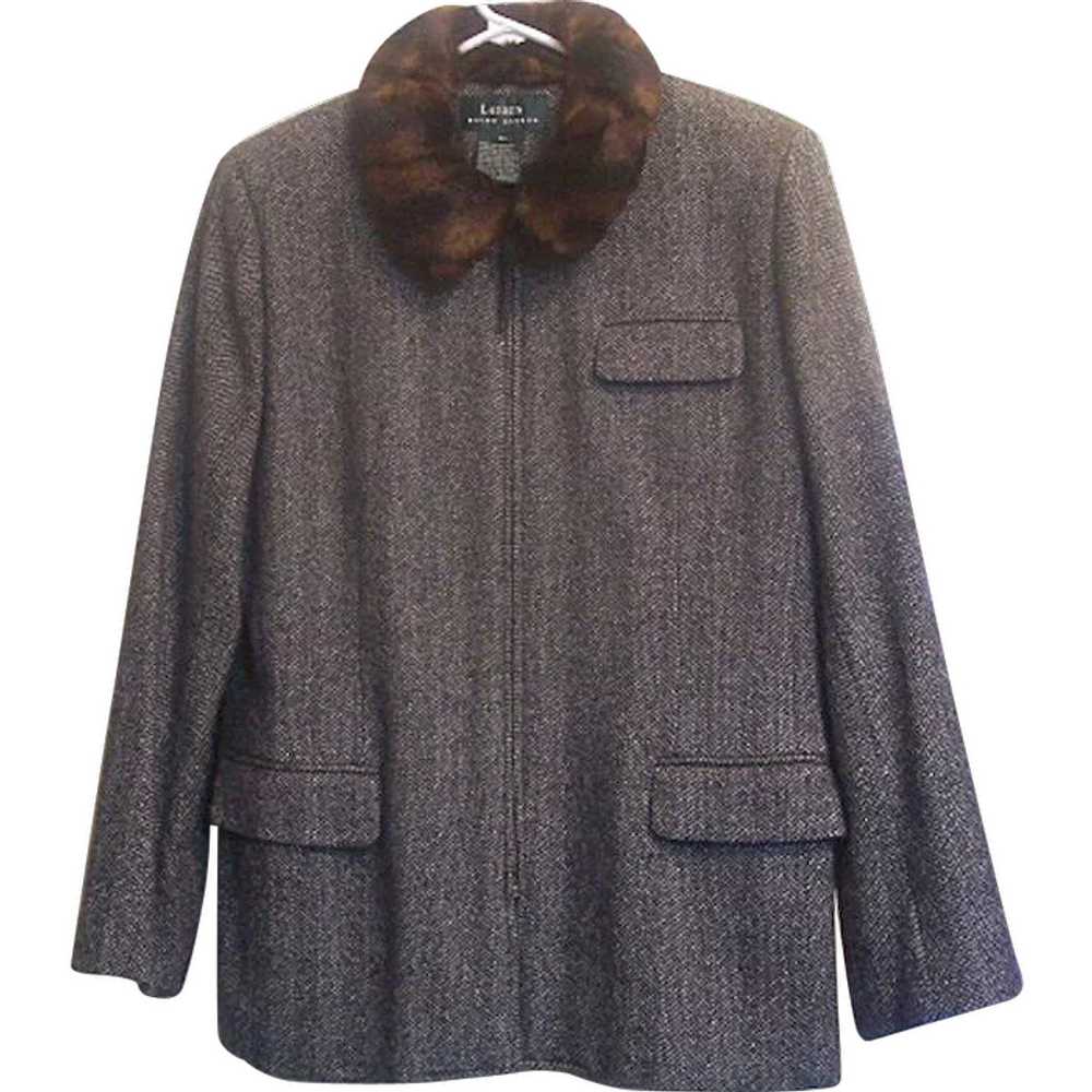 1980s Vintage Ralph Lauren Herringbone Wool Tweed… - image 1