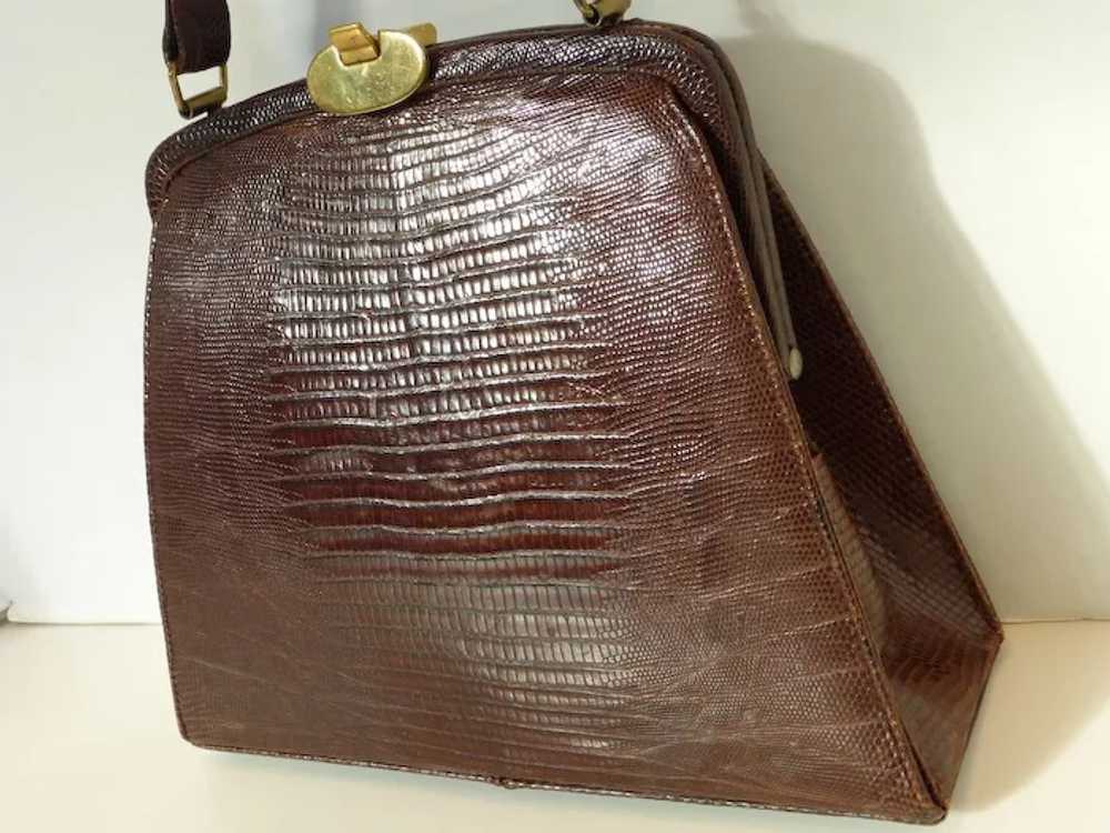 Vintage BASS Genuine Lizard Handbag Purse 1960's - image 3