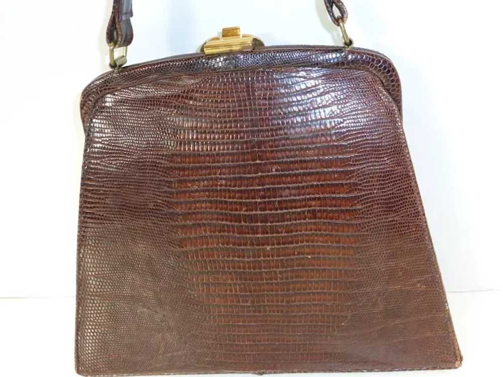 Vintage BASS Genuine Lizard Handbag Purse 1960's - image 4