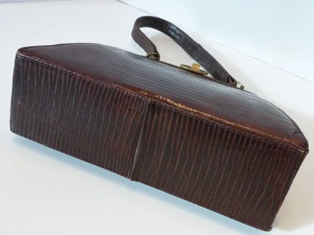 Vintage BASS Genuine Lizard Handbag Purse 1960's - image 5