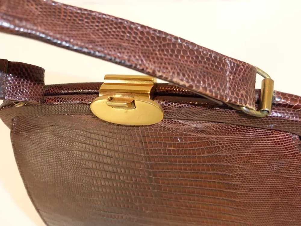 Vintage BASS Genuine Lizard Handbag Purse 1960's - image 6