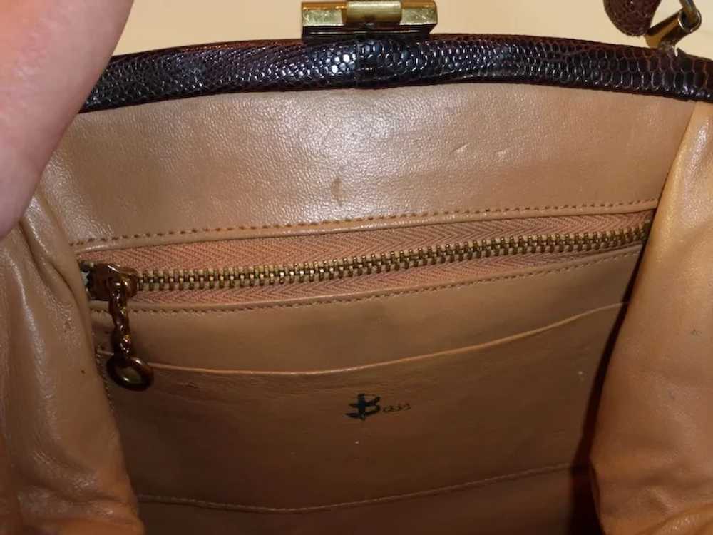 Vintage BASS Genuine Lizard Handbag Purse 1960's - image 7