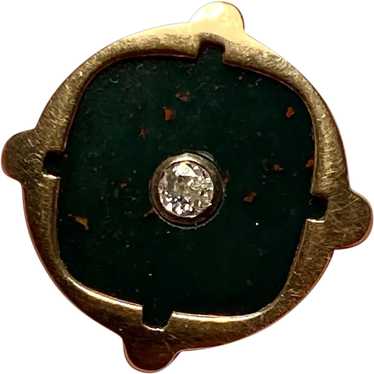 Victorian 14k Gold Button Diamond Bloodstone Aust… - image 1