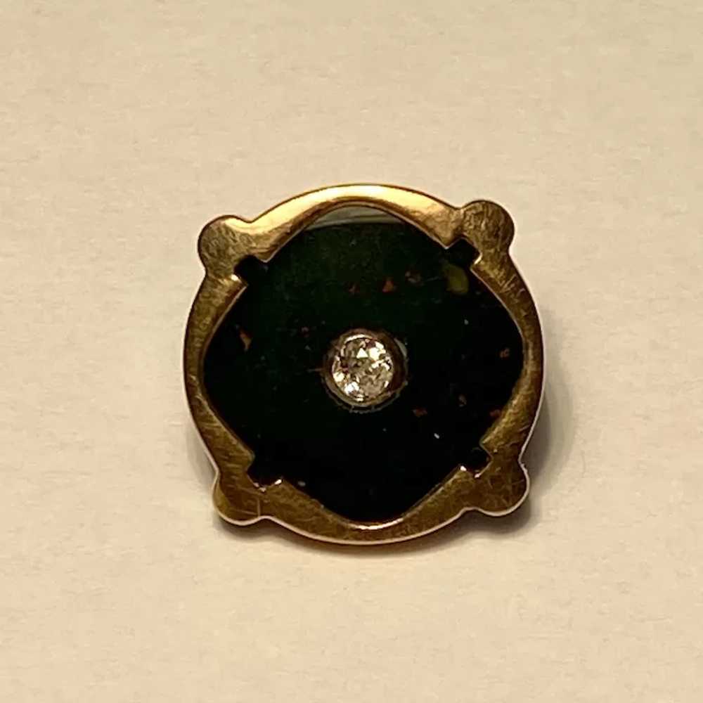 Victorian 14k Gold Button Diamond Bloodstone Aust… - image 2