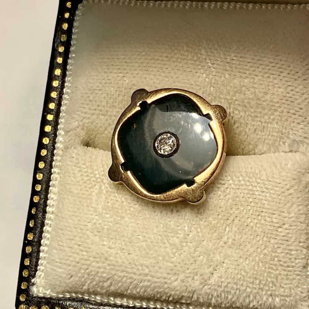 Victorian 14k Gold Button Diamond Bloodstone Aust… - image 3