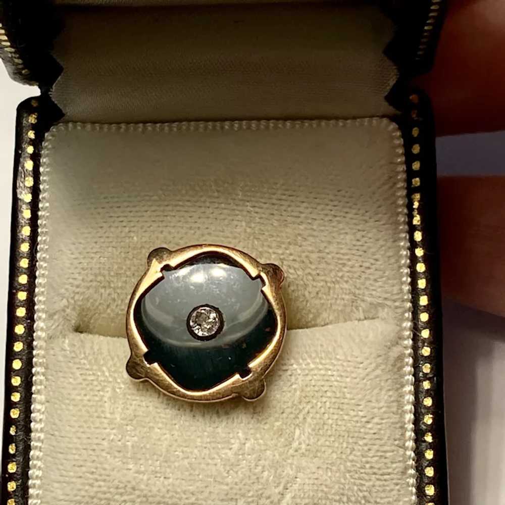 Victorian 14k Gold Button Diamond Bloodstone Aust… - image 4