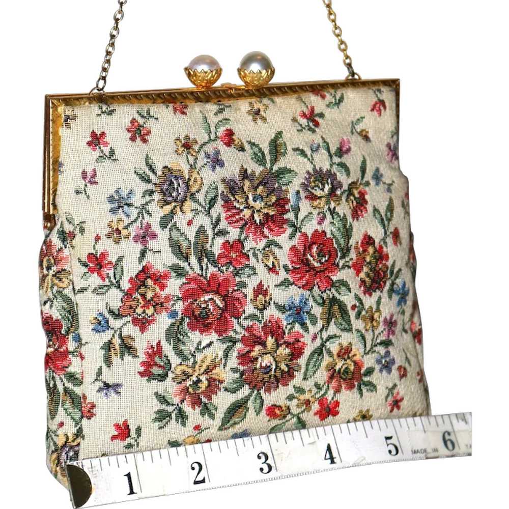 1950’s Walborg Floral Micro Petit-Point Evening B… - image 1