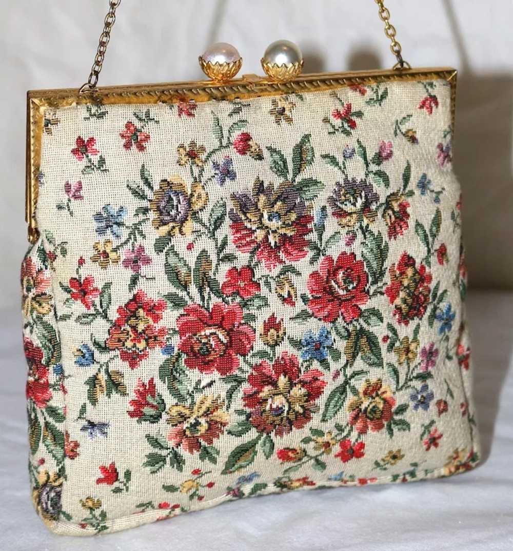 1950’s Walborg Floral Micro Petit-Point Evening B… - image 2