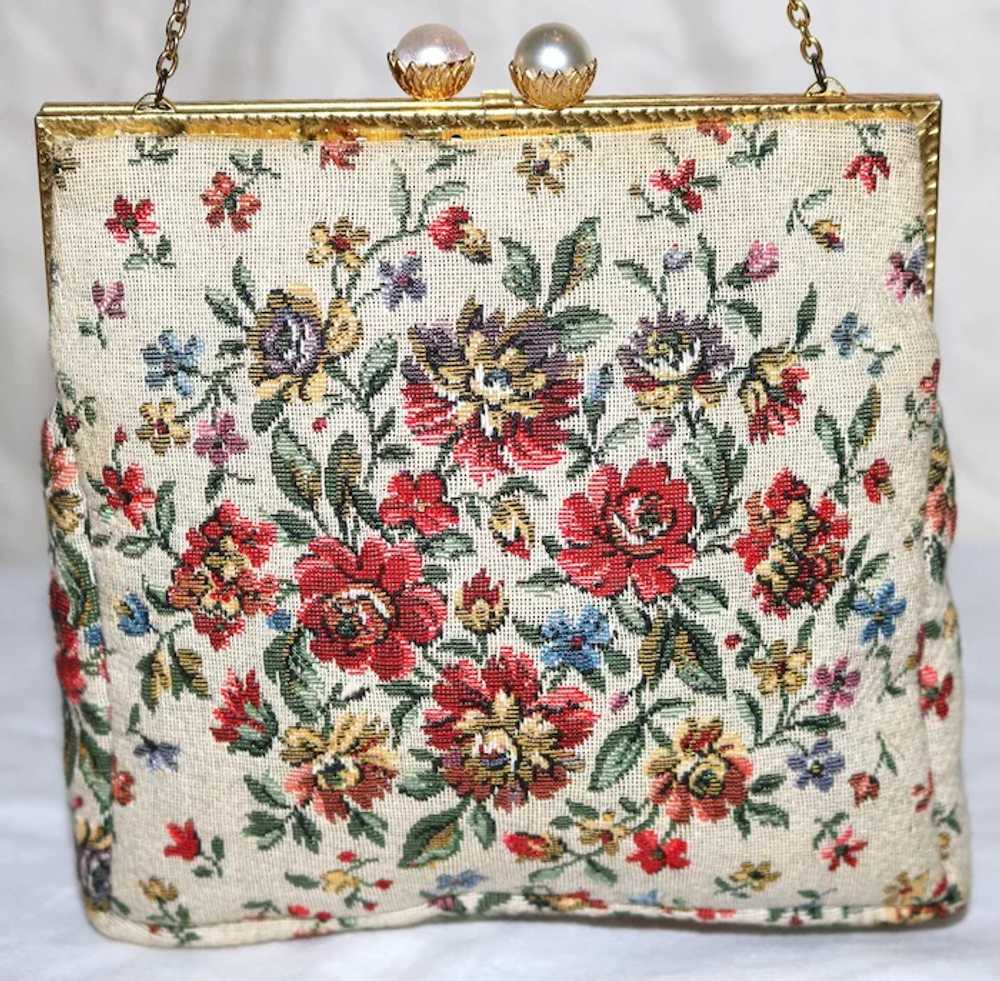 1950’s Walborg Floral Micro Petit-Point Evening B… - image 3