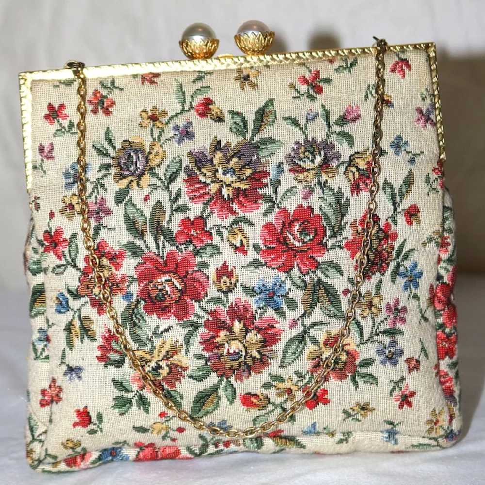 1950’s Walborg Floral Micro Petit-Point Evening B… - image 4