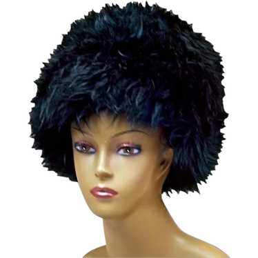 Fabulous Dramatic Black "Furry" Vintage Hat - image 1