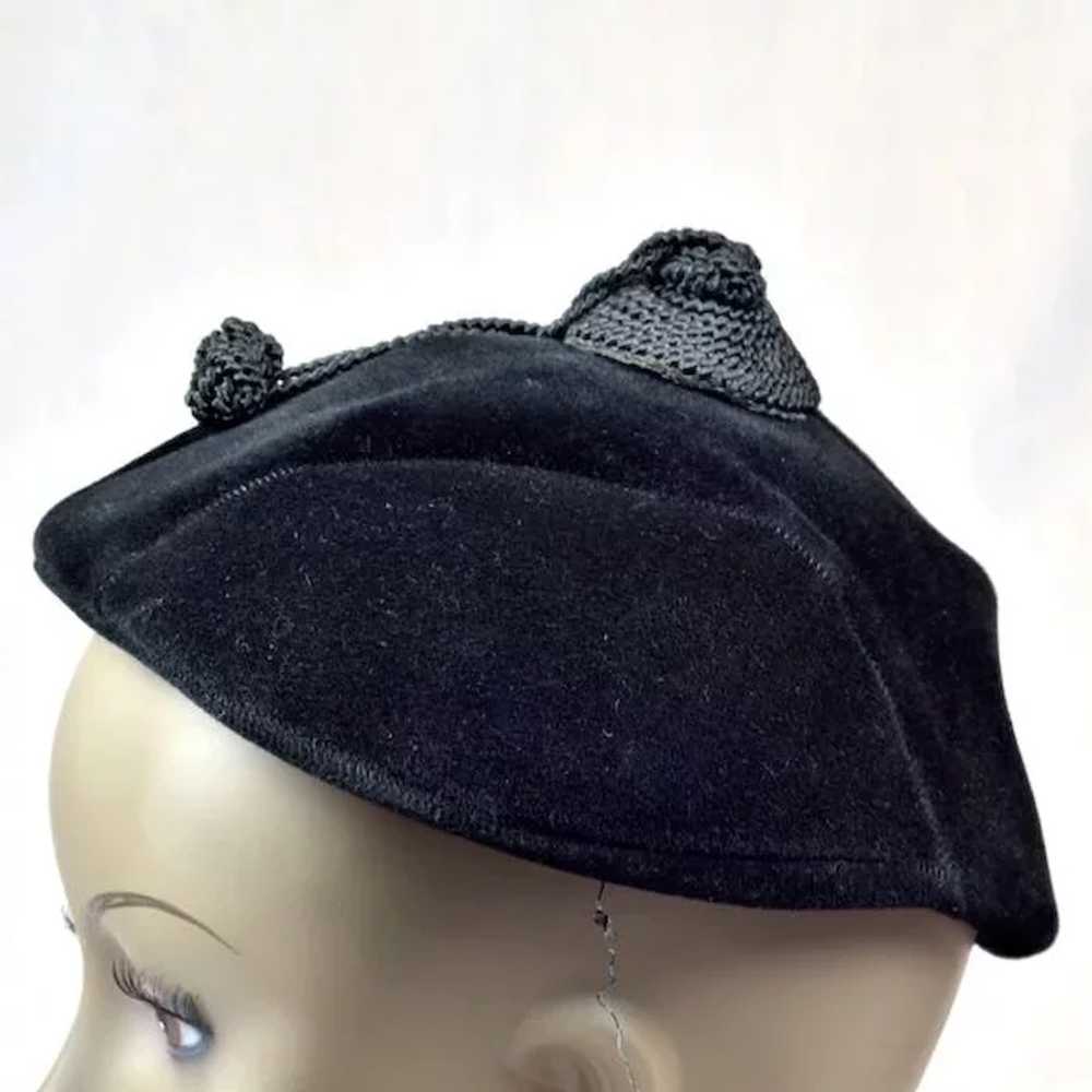 Absolutely Darling 1940s Black Velour Hat - image 6