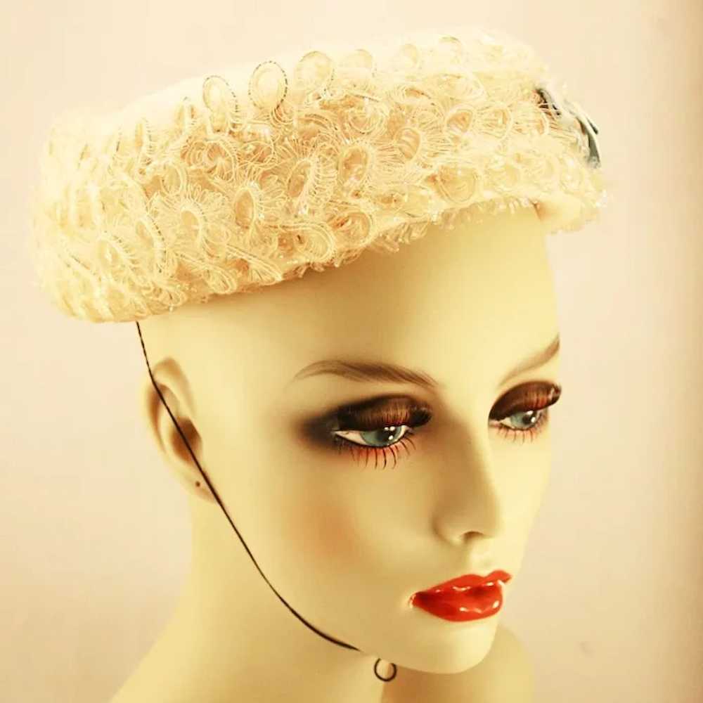 Sweetest Schiaparelli Hat with Iridescent White B… - image 6