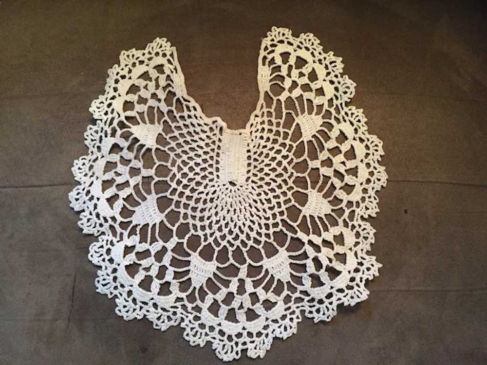 1930s - 40's OOAK White Hand Crocheted Jabot with… - image 2
