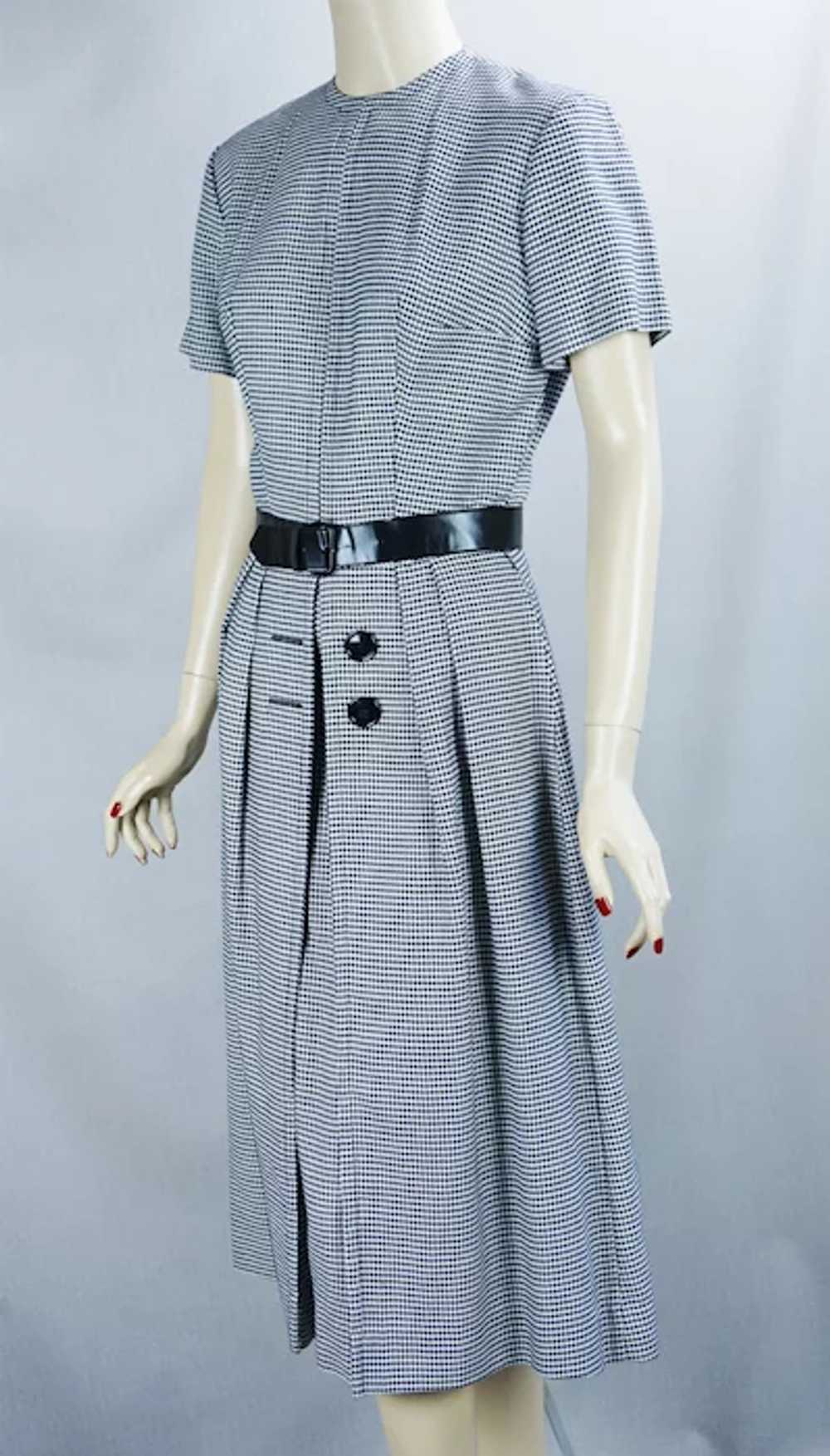 60s Black and White Houndstooth Dress - image 5