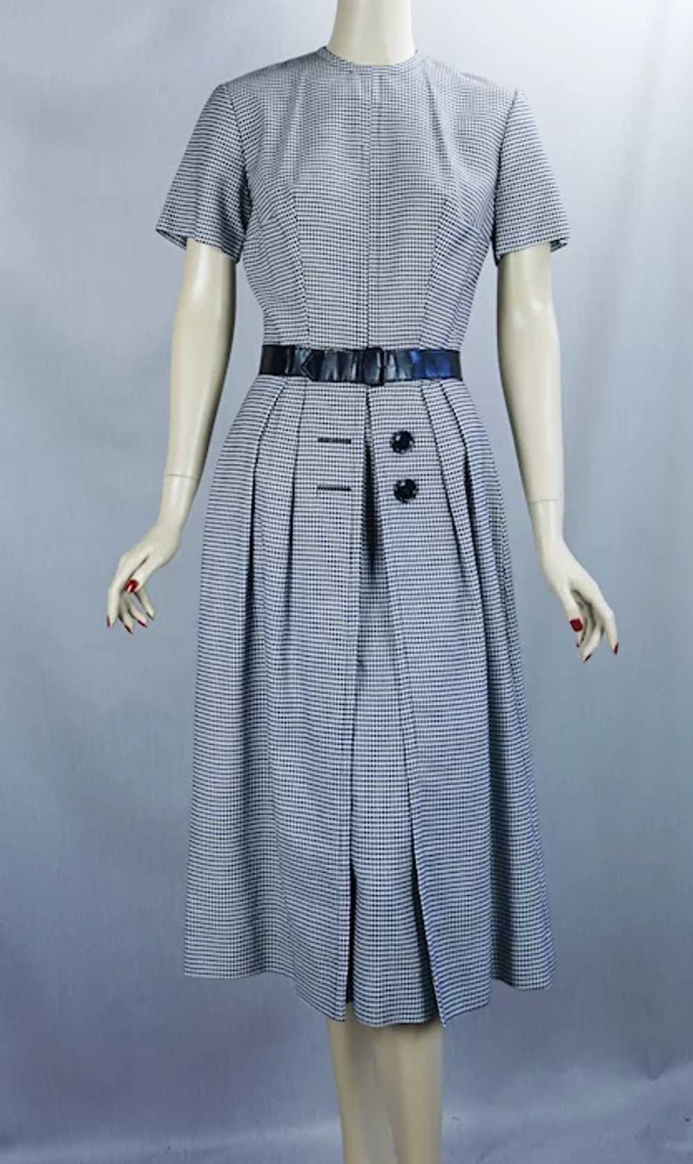 60s Black and White Houndstooth Dress - image 7