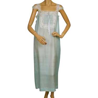 Vintage 1920s Silk Nightie Pongee Nightgown Bluis… - image 1