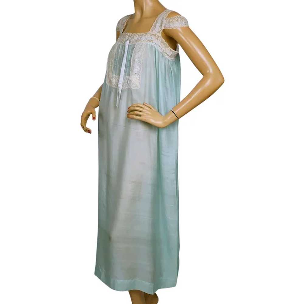 Vintage 1920s Silk Nightie Pongee Nightgown Bluis… - image 2