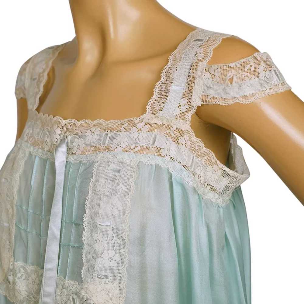 Vintage 1920s Silk Nightie Pongee Nightgown Bluis… - image 4