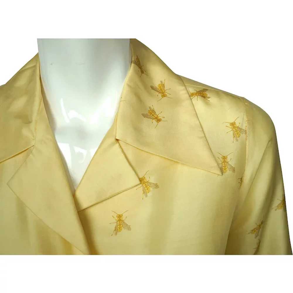 Vintage 1970s Silk Shirt Blouse Bee Pattern Lady … - image 4