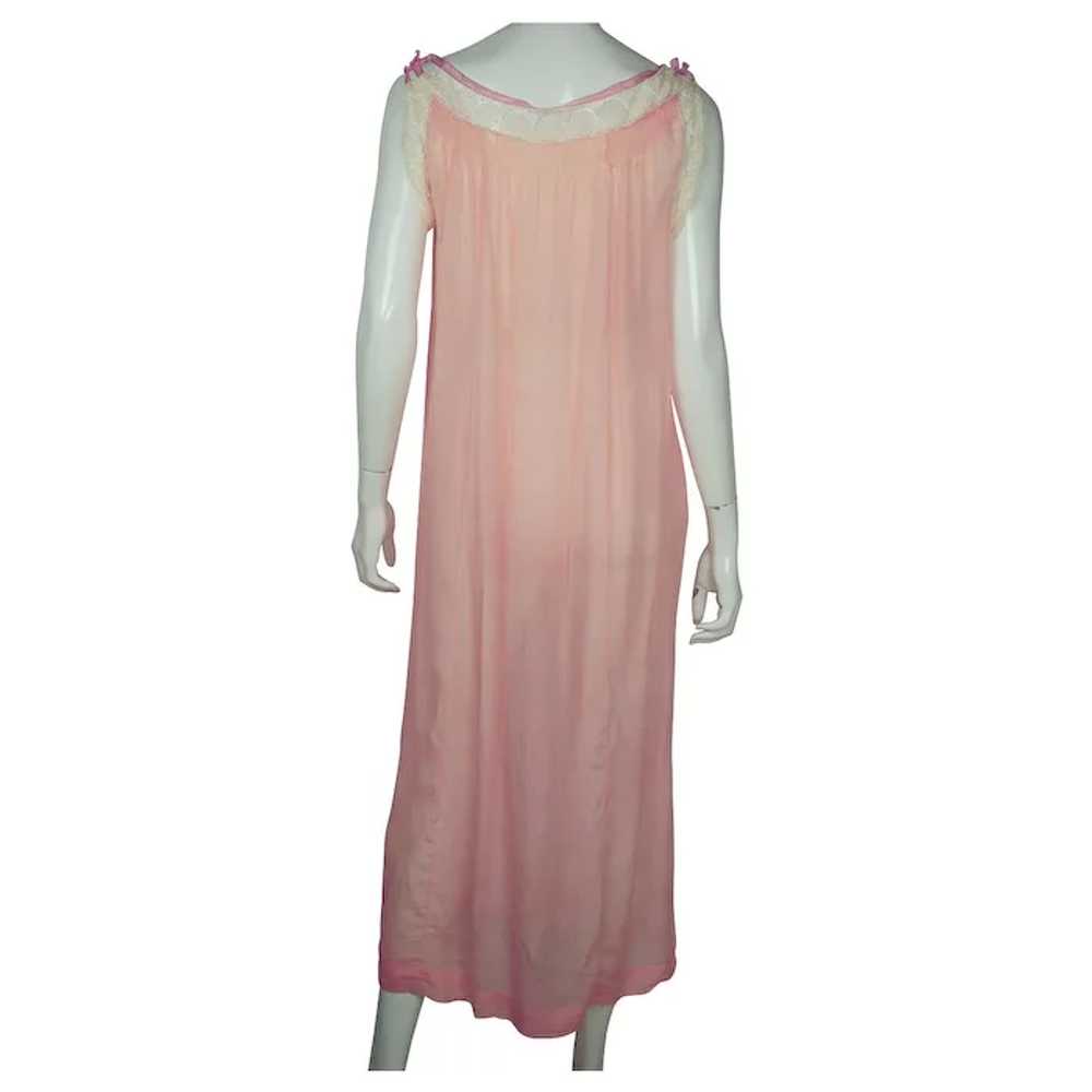 Vintage 1920s Pink Silk Chiffon Nightie with Lace… - image 2