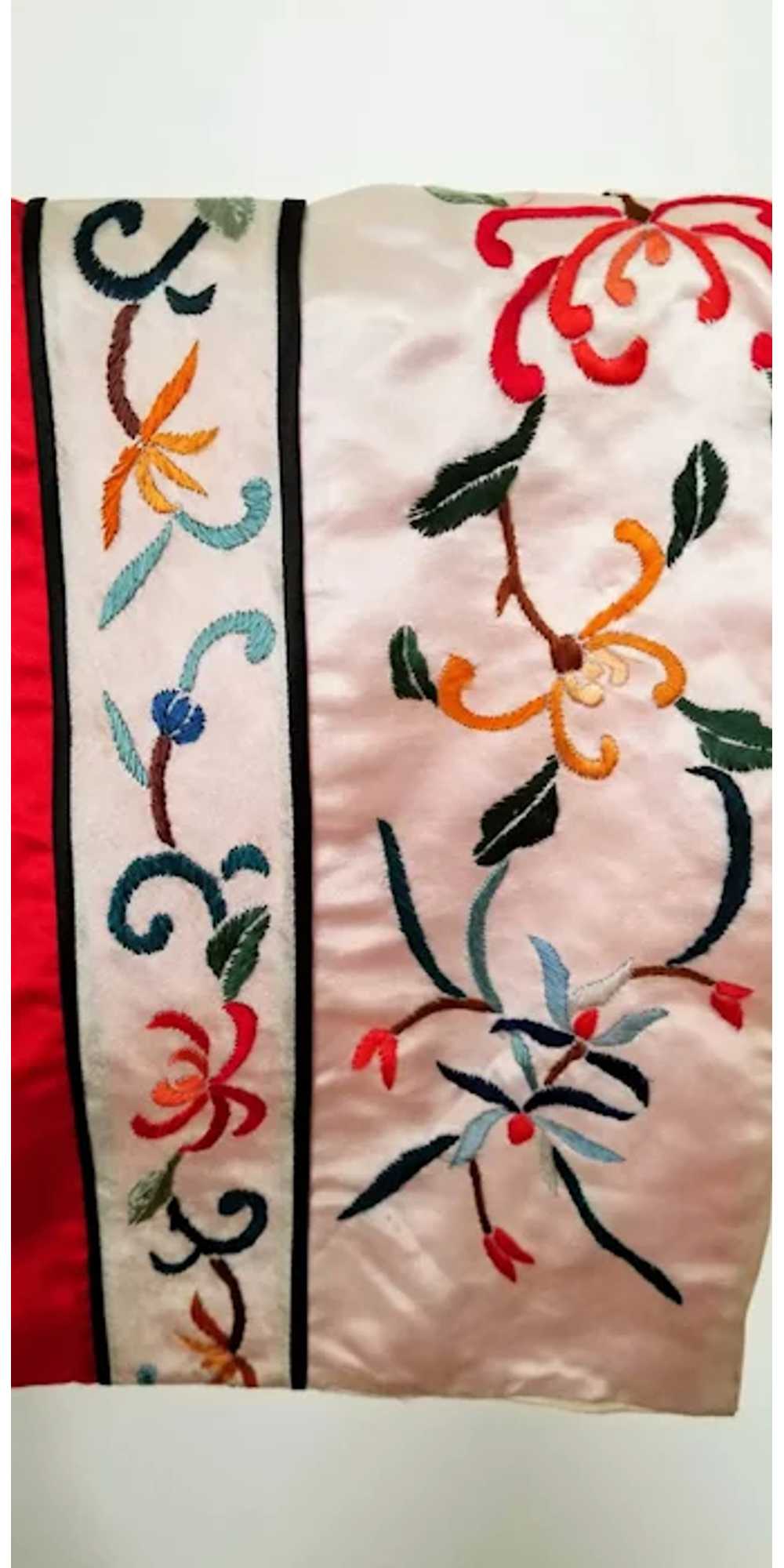 Vintage Red Silk Embroidered  Jacket, Sz Medium - image 10