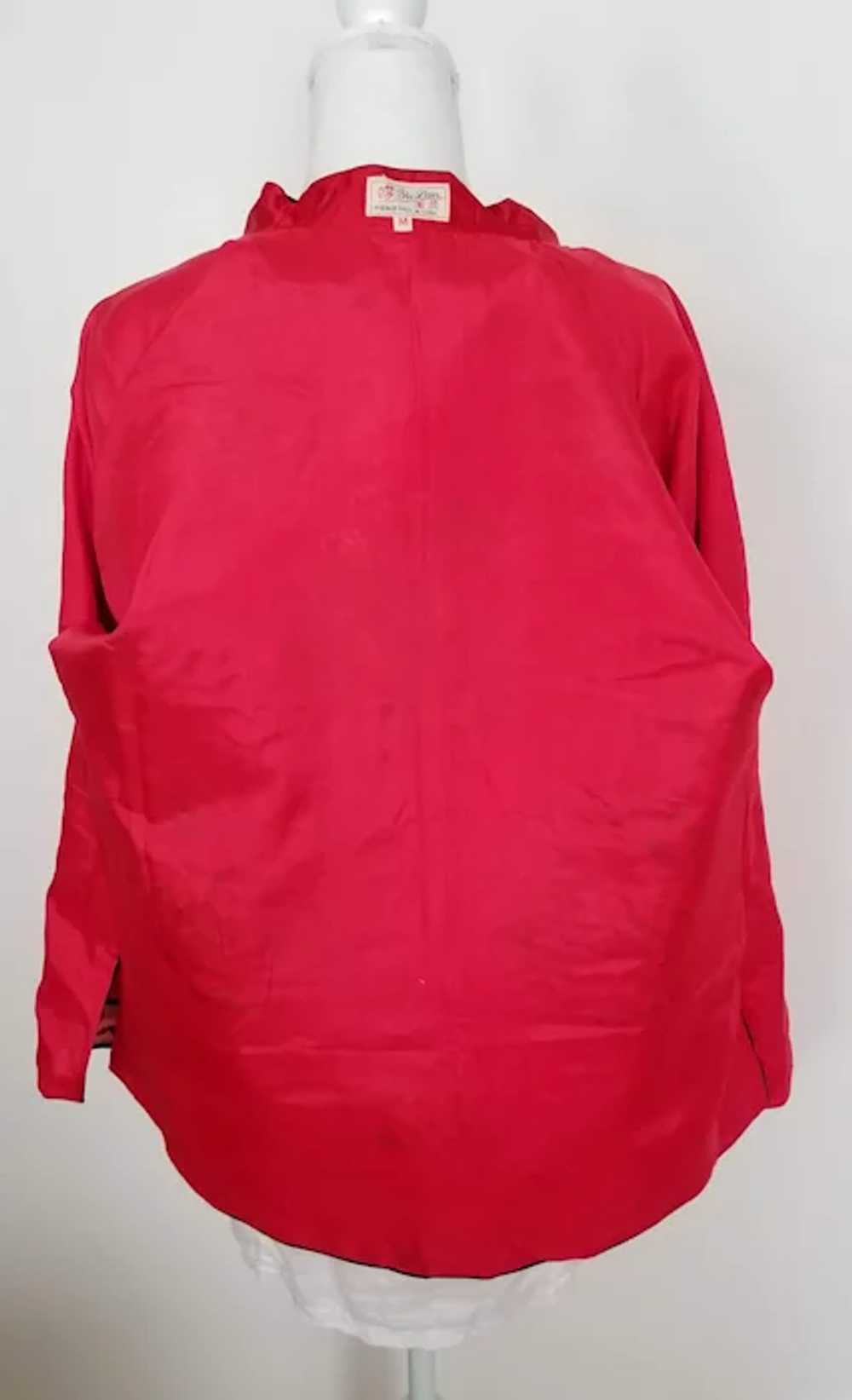 Vintage Red Silk Embroidered  Jacket, Sz Medium - image 8