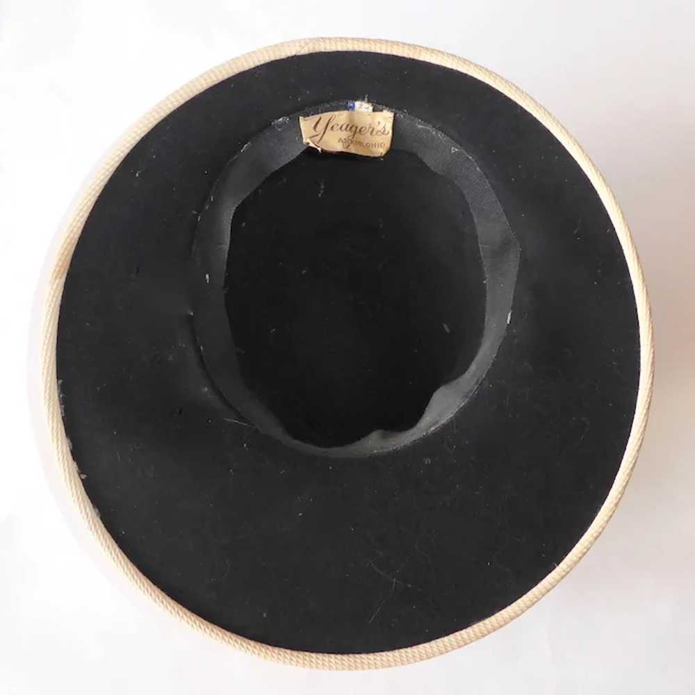 Splendid Vintage Black Wool Felt Brimmed Hat w Ro… - image 6