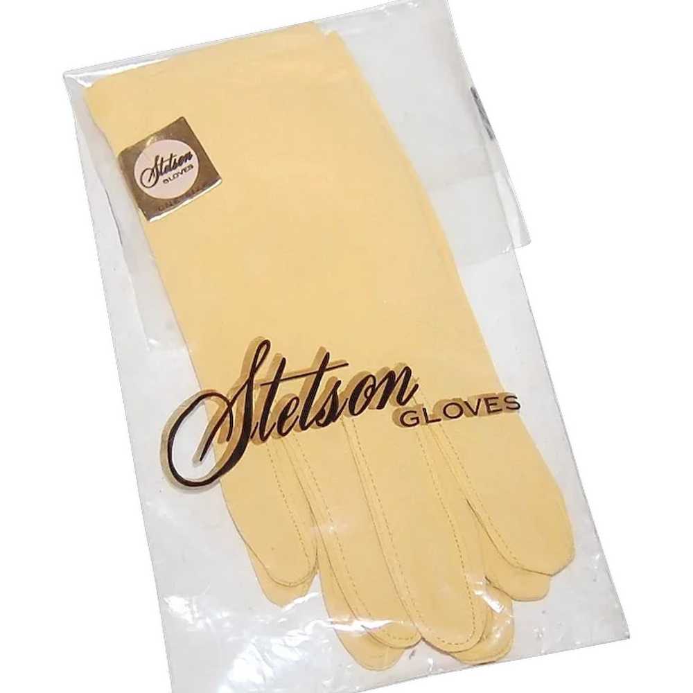 1960s NOS Stetson Canary Yellow Ladies Nylon Glov… - image 1