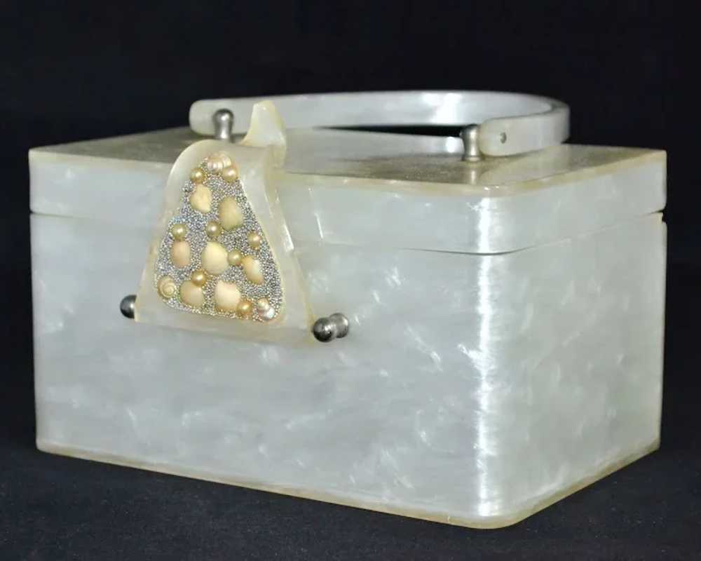 c1950s Wilardy Pearly White Lucite Coastal Beach … - image 2