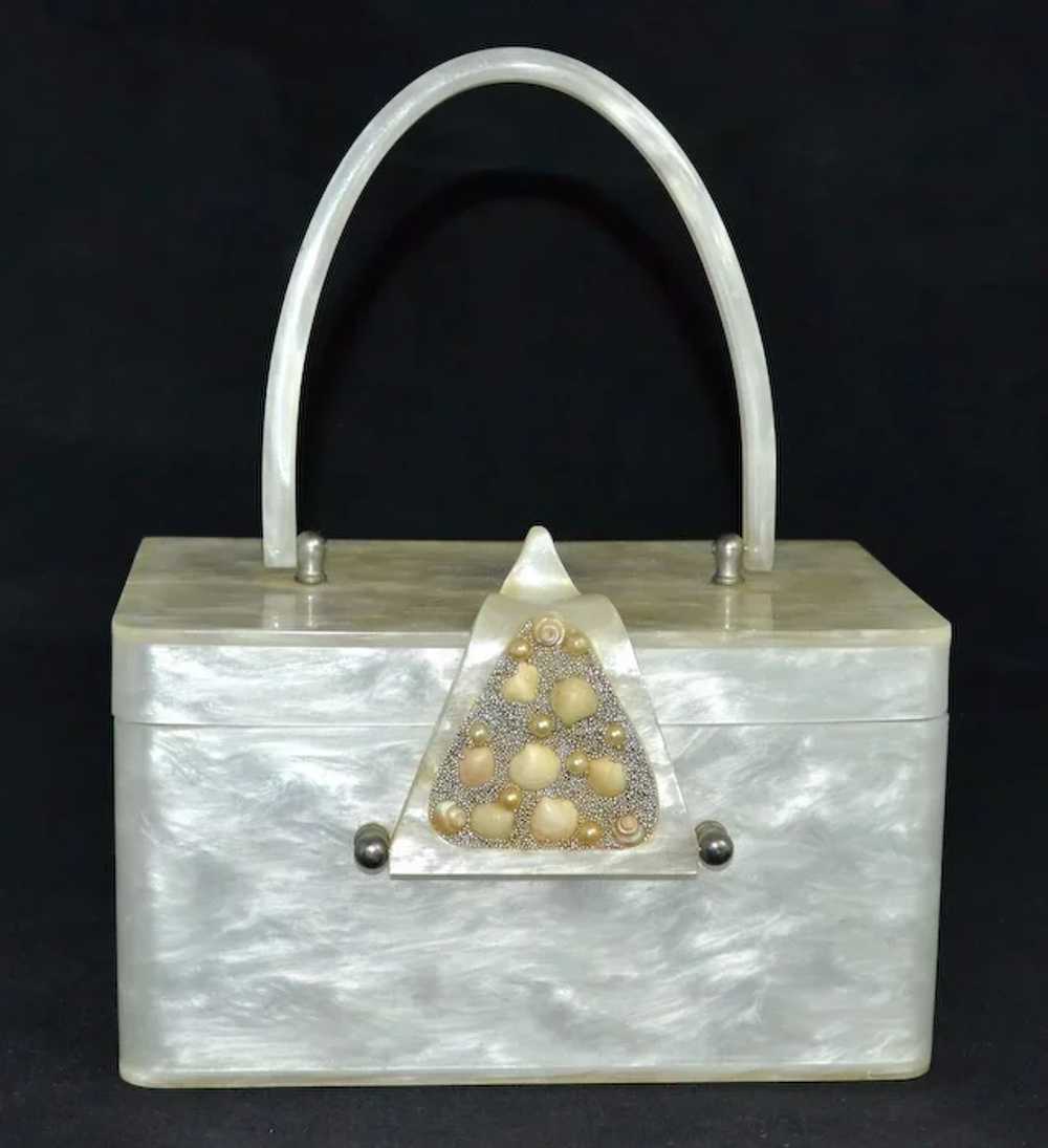 c1950s Wilardy Pearly White Lucite Coastal Beach … - image 3