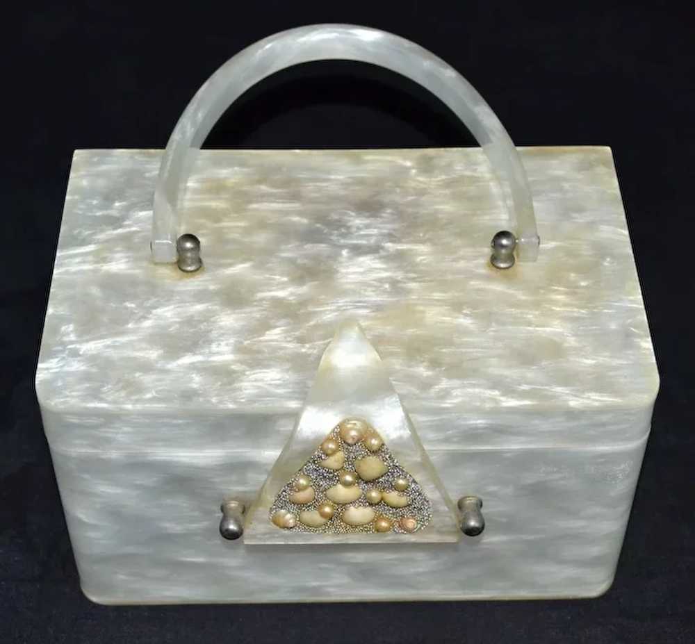 c1950s Wilardy Pearly White Lucite Coastal Beach … - image 8