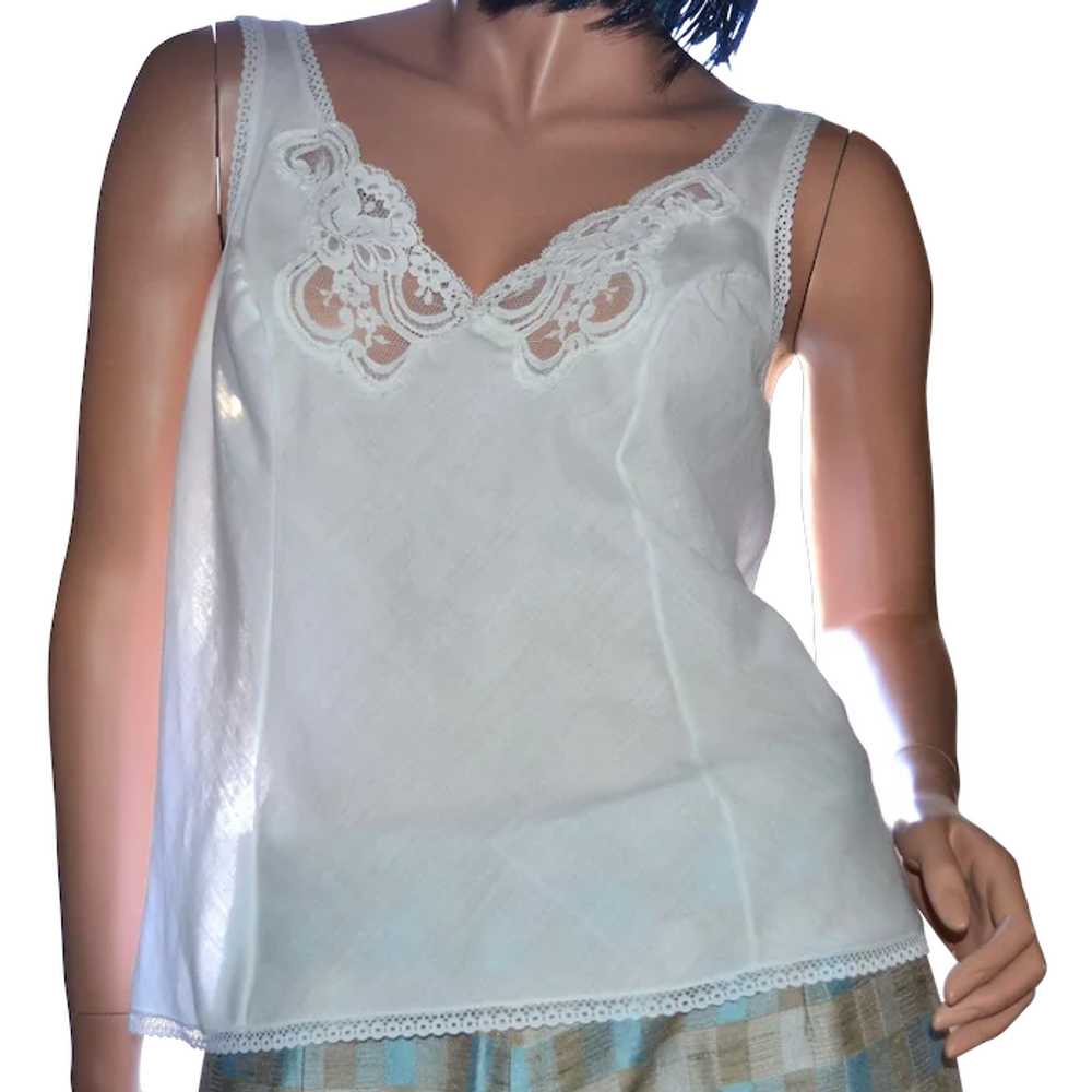 Wonder Maid White Lace Cotton Blend Camisole ~ Si… - image 1