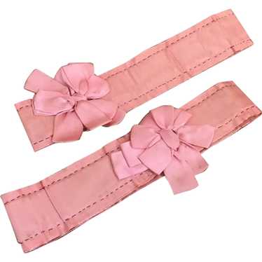 Bella Bordello Vintage Pink Silk Garters Ribbonwo… - image 1