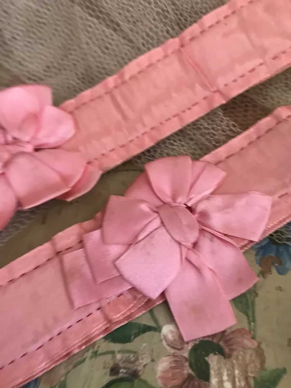 Bella Bordello Vintage Pink Silk Garters Ribbonwo… - image 2