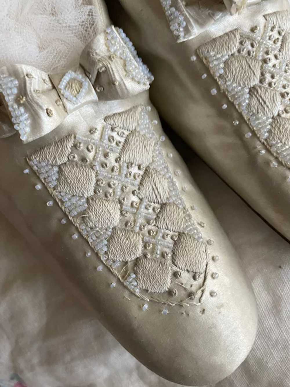 Gorgeous Antique Edwardian Swedish Bridal Shoes I… - image 2