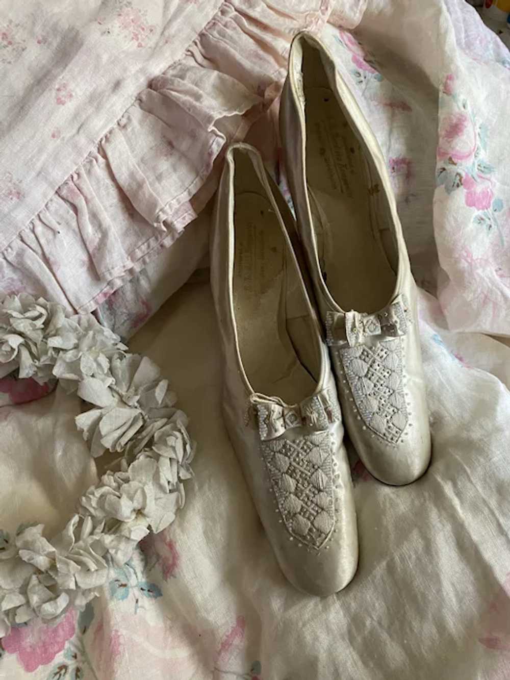 Gorgeous Antique Edwardian Swedish Bridal Shoes I… - image 4