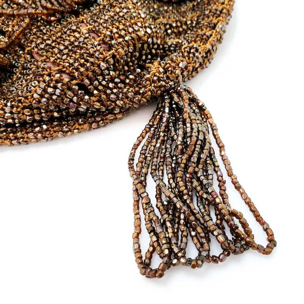 Antique 1910s Edwardian Brown Seed Bead Tassel Ev… - image 3